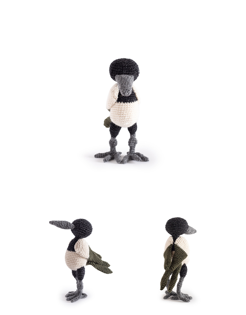 toft ed's animal alan the magpie amigurumi crochet